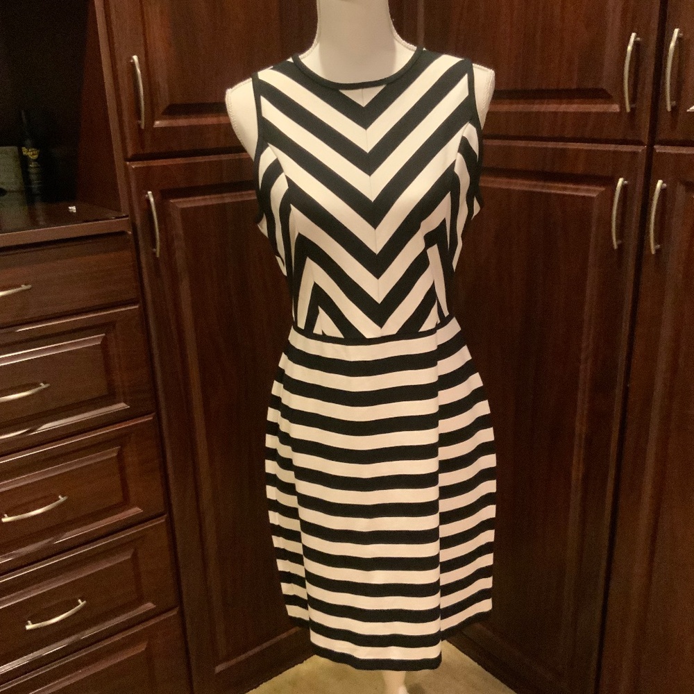 Loft Womens Dress Black & White Stripes Size 10